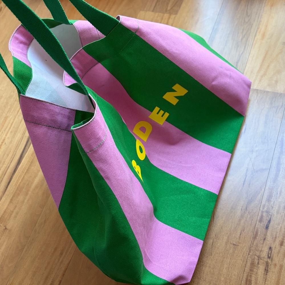 BODEN UK green and pink canvas tote bag BODEN TOTE BAG